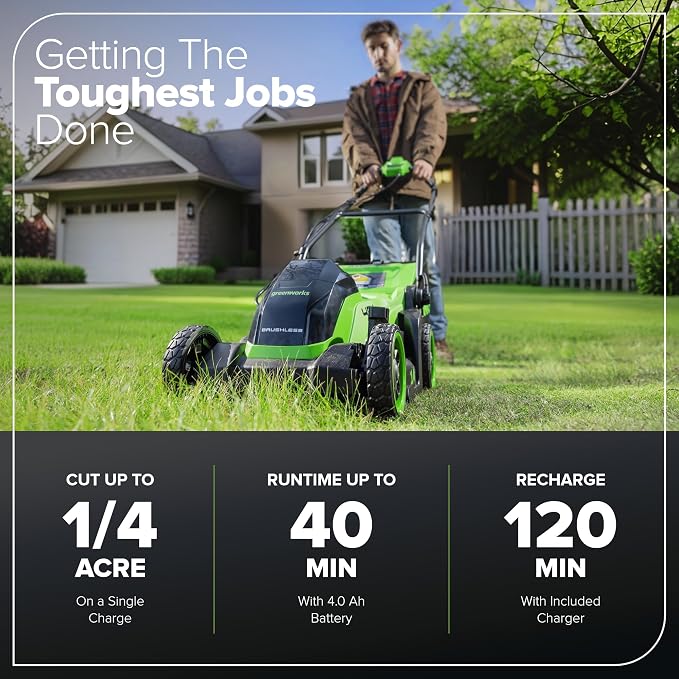 40V 14 in Push Lawn Mower, 4.0 Ah Battery and Charger