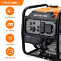 Power Equipment 4400 Watts Inverter Generator Gas Powered, Portable Open Frame Generator, Low Noise with ECO Mode, RV Ready, Emergency Home Backup