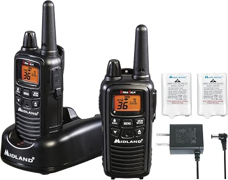 LXT600VP3 FRS License Free Walkie Talkies. Black, 2 Pack | Up to 30 Mile Range Walkie Talkie, 36 Channels, 121 Privacy Codes, NOAA Weather Scan + Alert