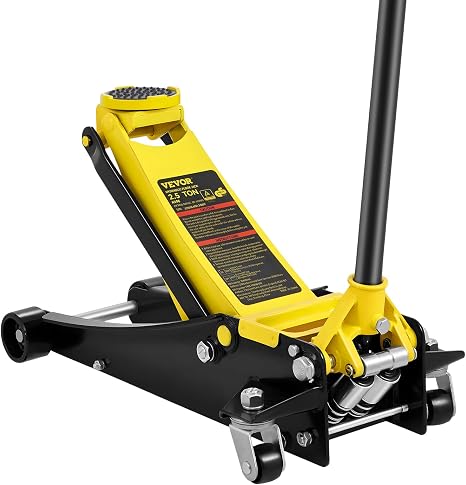 3 Ton Low Profile Aluminum & Steel Racing Floor Jack | Dual Pistons Quick Lift Pump, Sport Utility Vehicle, Lifting Range 3-6/11"-19-11/16", Yellow & Black