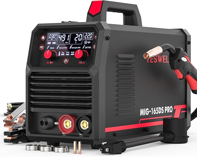 135A MIG Welder, 110V Flux Core Gasless MIG/Lift TIG/Stick 3-in-1 | clear digital display, efficient setup, synergic control, beginner friendly, auto repair, DIY jobs, metalworking