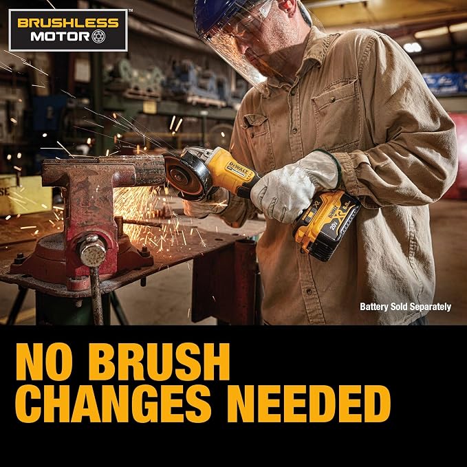 20V MAX* Angle Grinder Tool Cordless Brushless, 4 1/2 Inch, with Paddle Switch and Kickback Brake, Tool Only (DCG413B) | Paddle Switch, Kickback Brake, Tool Only