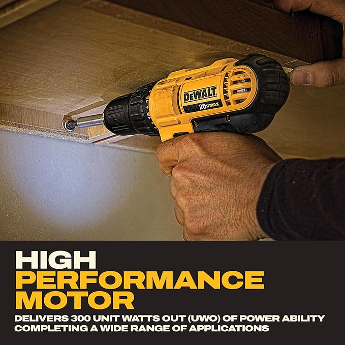 20V Max Cordless Drill Driver Set, 2 Speed, High Performance Motor, Includes 2 XR 1.3Ah Li-Ion Batteries, Charger and Contractor Bag (DCD771C2)