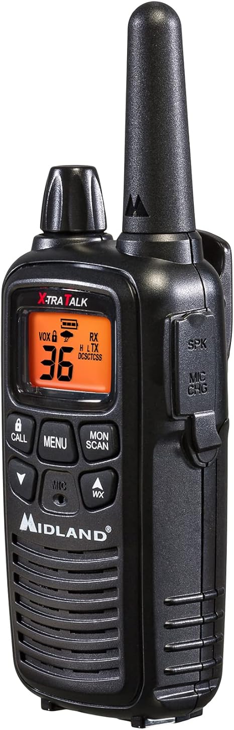 LXT600VP3 FRS License Free Walkie Talkies. Black, 2 Pack | Up to 30 Mile Range Walkie Talkie, 36 Channels, 121 Privacy Codes, NOAA Weather Scan + Alert