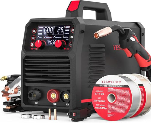 135A MIG Welder, 110V Flux Core Gasless MIG/Lift TIG/Stick 3-in-1 | clear digital display, efficient setup, synergic control, beginner friendly, auto repair, DIY jobs, metalworking