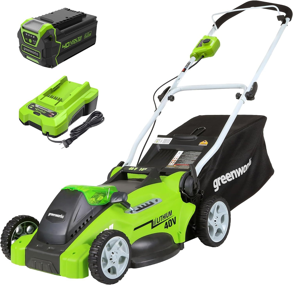 40V 14 in Push Lawn Mower, 4.0 Ah Battery and Charger
