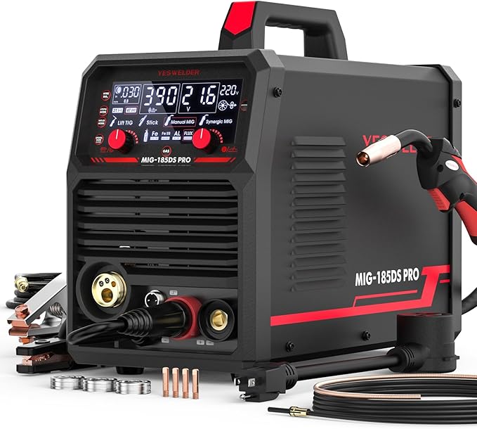 135A MIG Welder, 110V Flux Core Gasless MIG/Lift TIG/Stick 3-in-1 | clear digital display, efficient setup, synergic control, beginner friendly, auto repair, DIY jobs, metalworking