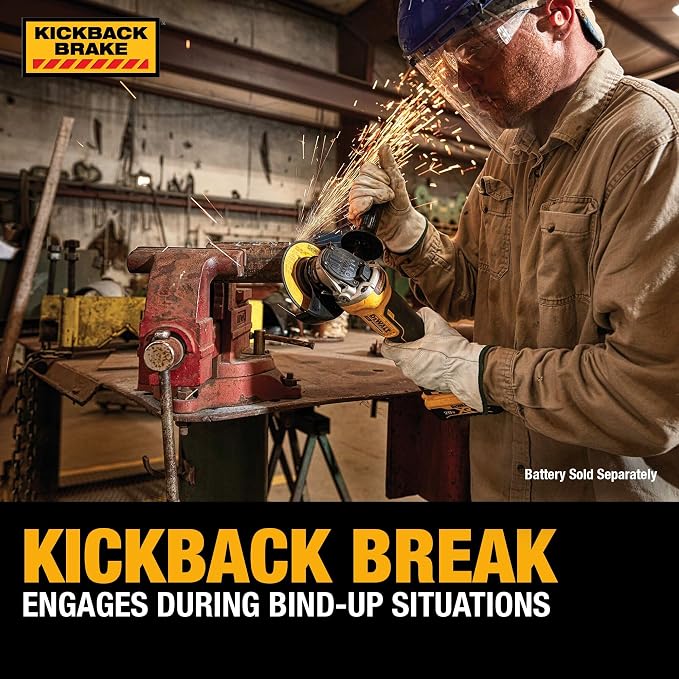 20V MAX* Angle Grinder Tool Cordless Brushless, 4 1/2 Inch, with Paddle Switch and Kickback Brake, Tool Only (DCG413B) | Paddle Switch, Kickback Brake, Tool Only