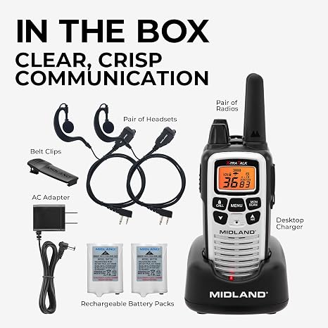 LXT600VP3 FRS License Free Walkie Talkies. Black, 2 Pack | Up to 30 Mile Range Walkie Talkie, 36 Channels, 121 Privacy Codes, NOAA Weather Scan + Alert