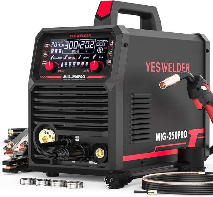 135A MIG Welder, 110V Flux Core Gasless MIG/Lift TIG/Stick 3-in-1 | clear digital display, efficient setup, synergic control, beginner friendly, auto repair, DIY jobs, metalworking