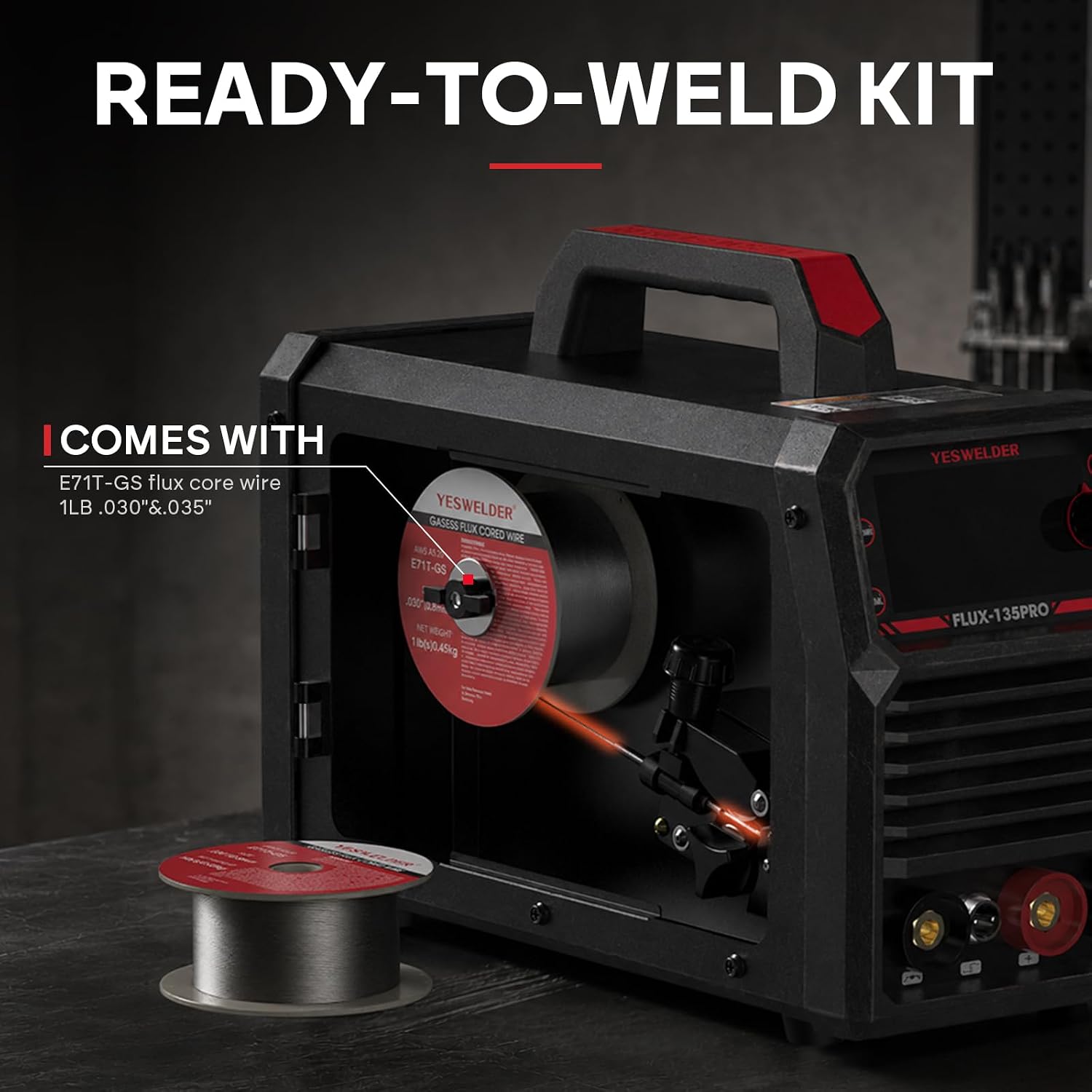 135A MIG Welder, 110V Flux Core Gasless MIG/Lift TIG/Stick 3-in-1 | clear digital display, efficient setup, synergic control, beginner friendly, auto repair, DIY jobs, metalworking