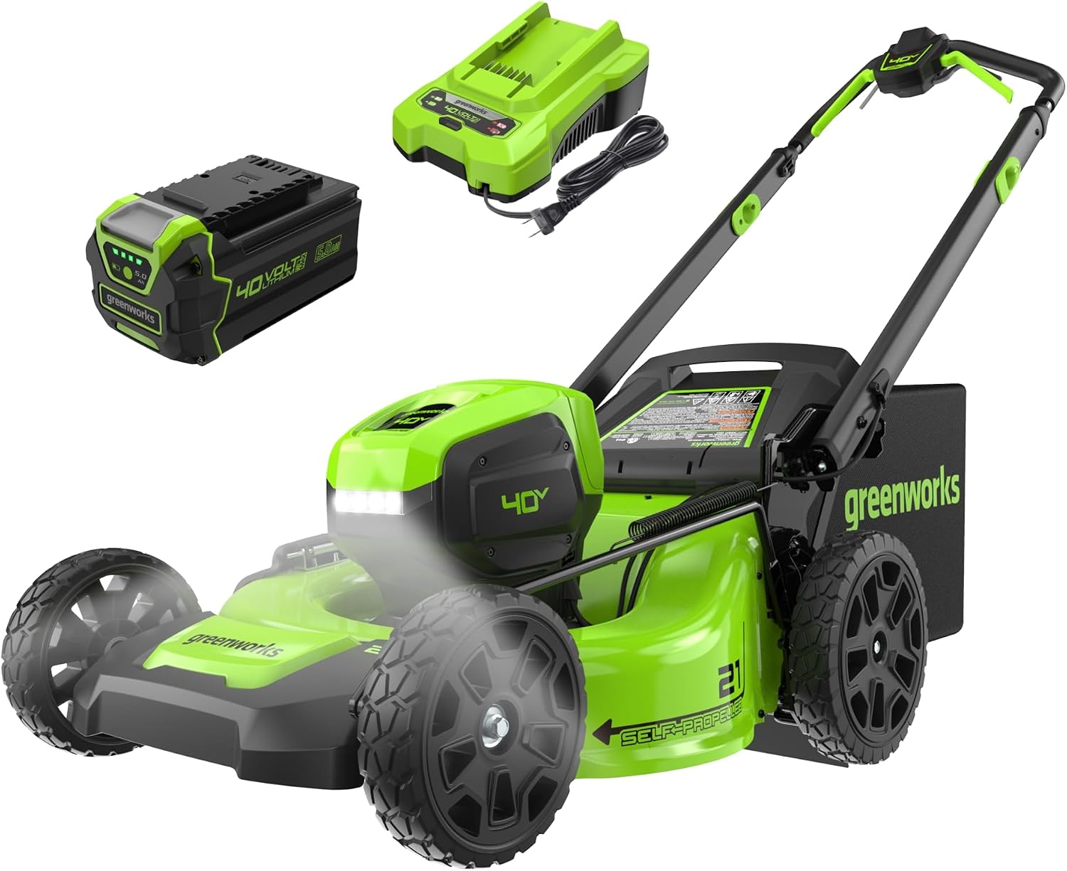 40V 14 in Push Lawn Mower, 4.0 Ah Battery and Charger